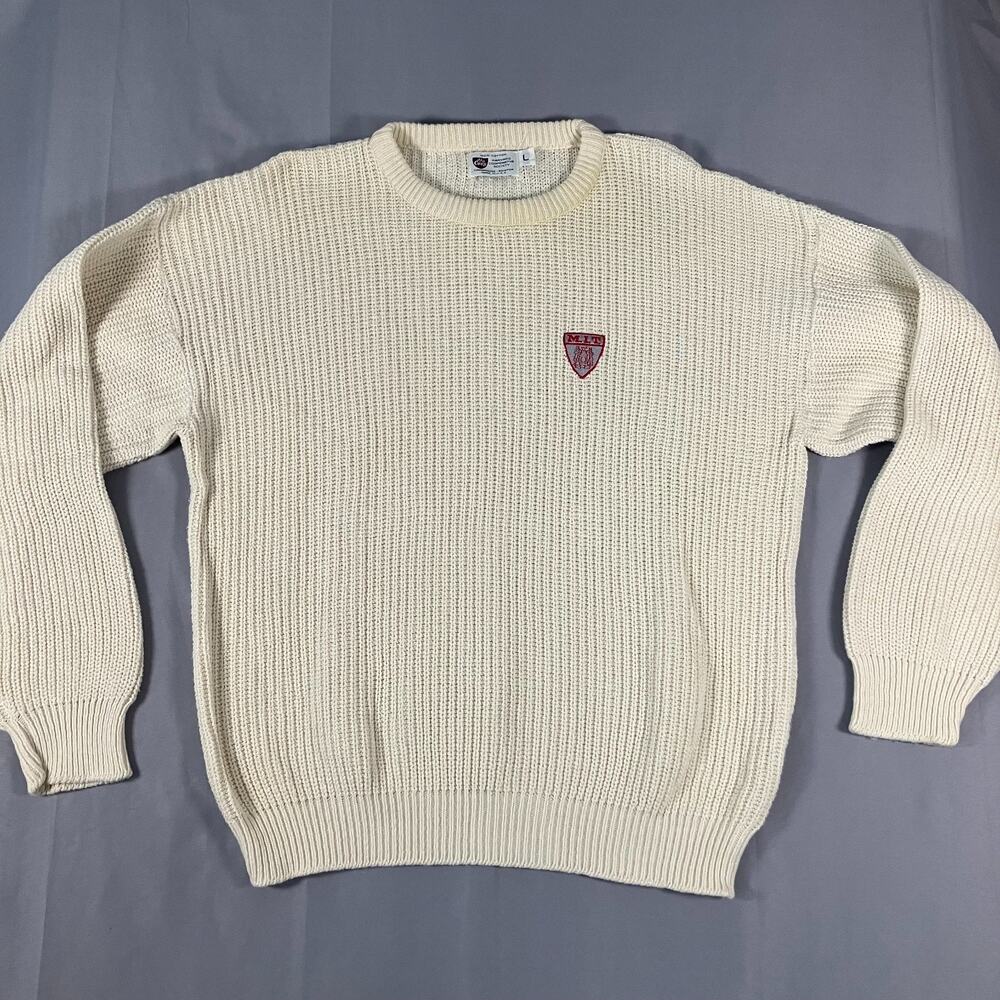Harvard The Coop Sweater Men’s Large Cream Cotton Crewneck‎ Made in USA College
